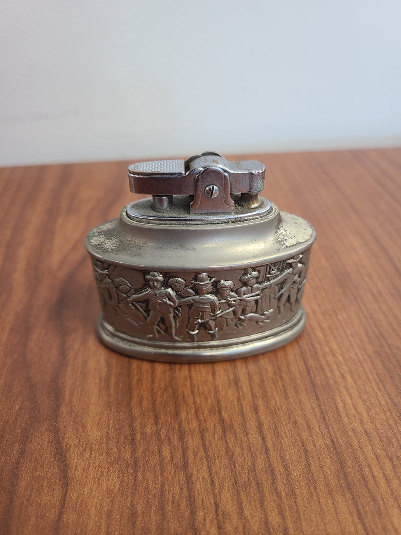 Vintage Relief-Embossed Pewter Table Lighter