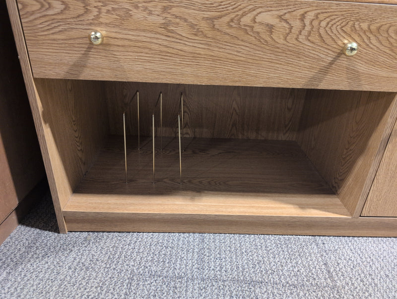 Light Brown Media Unit with Pull Out Shelf