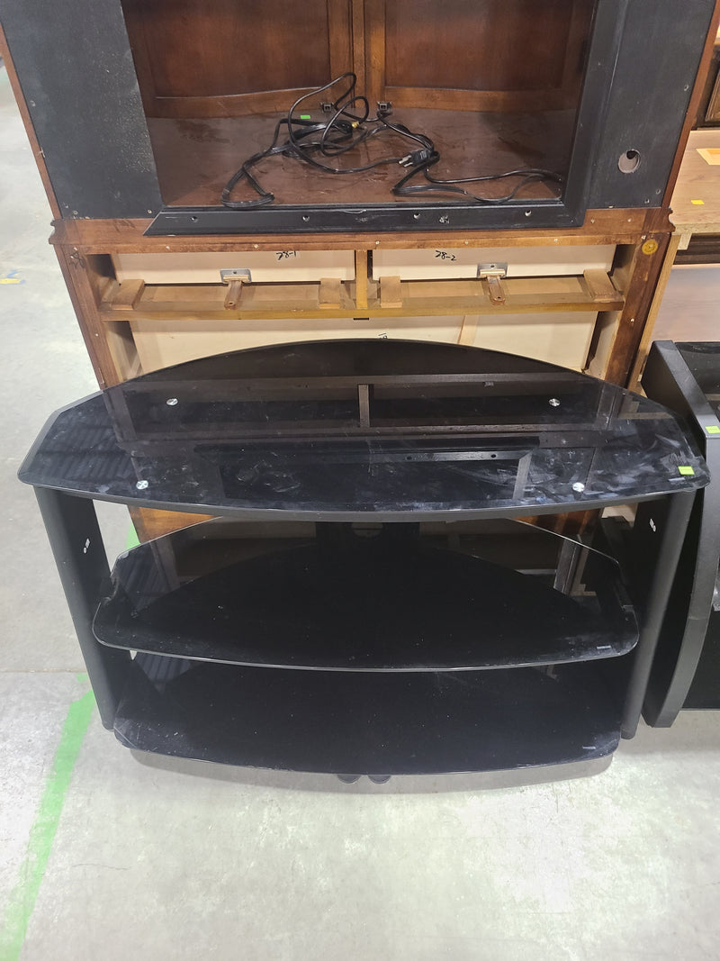 Modern Black 3-Tier Tempered Glass Corner TV Stand