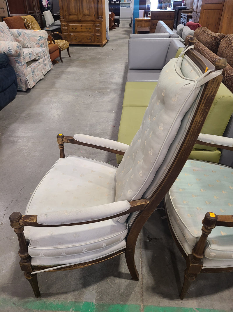 Vintage High-Back Upholstered Armchair with Bee Motif