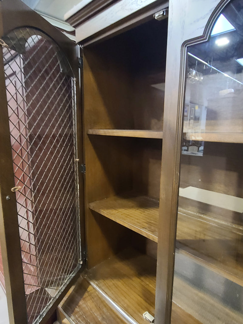 Vintage Two-Piece Wooden Hutch and Buffet Cabinet