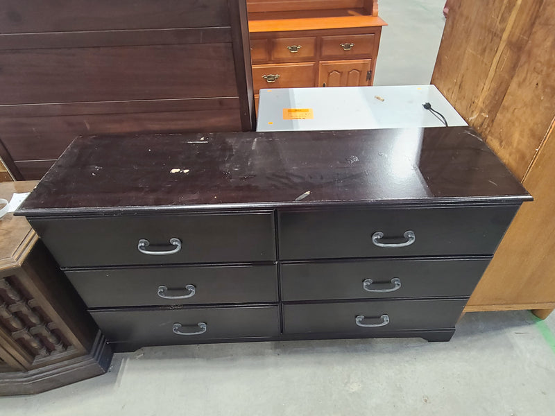 Vintage-Inspired Dark Espresso 6-Drawer Double Dresser