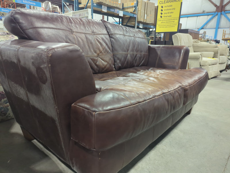 Brown Leather 2-Seater Sofa