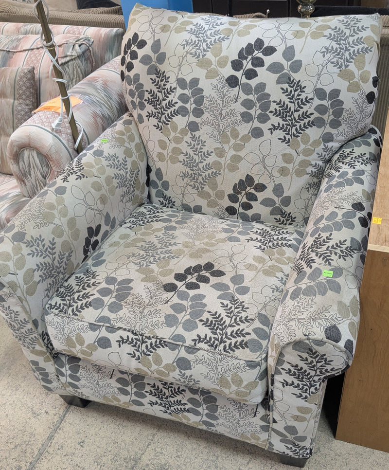 Beige Botanical Patterned Armchair