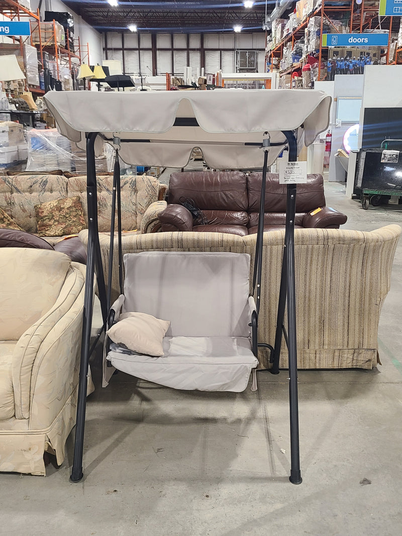 Outdoor Single-Seat Patio Swing with Adjustable Canopy