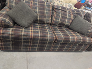 Plaid Sofa with Pillows