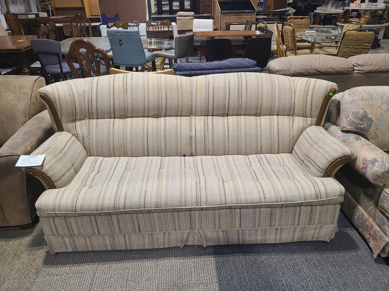 Vintage Wingback Striped Fabric Sofa
