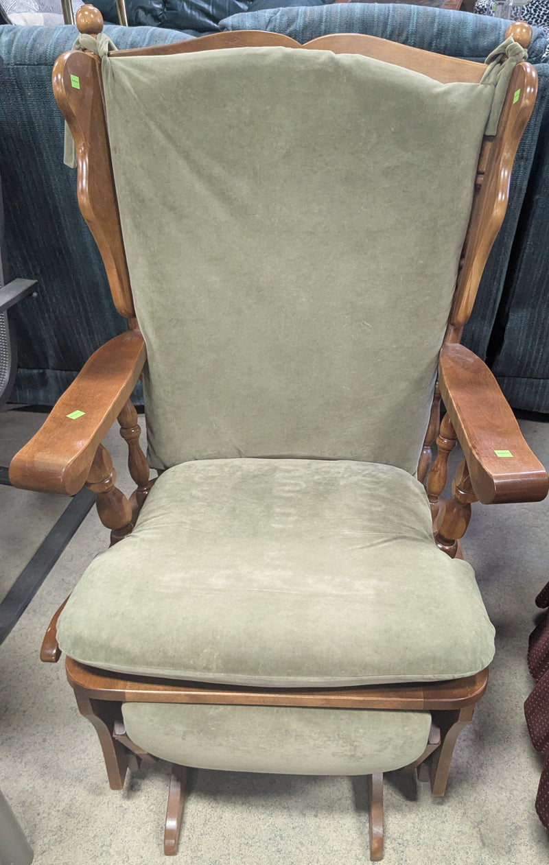 Antique Green Rocking Chair with Pull Out Footrest