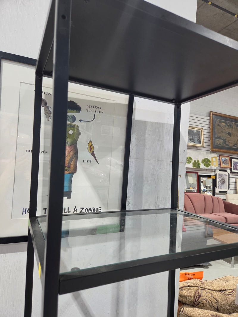 Modern Industrial Matte Black Glass Bookcase