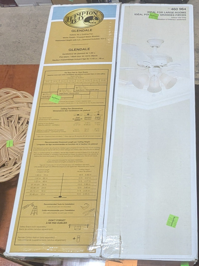 Hampton Bay Glendale White Ceiling Fan Light