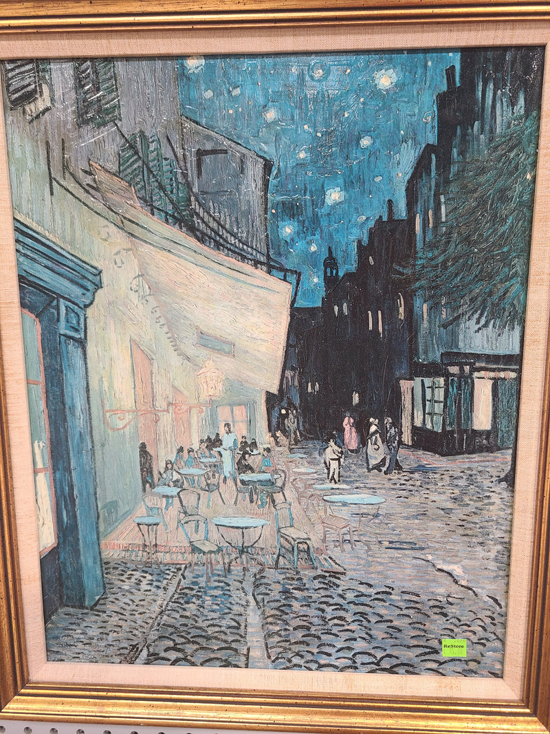 Framed Canvas Print – Vincent van Gogh "Café Terrace at Night" Reproduction