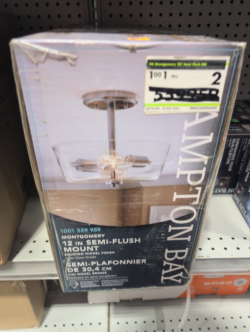 Hampton Bay 12 Inch Semi Flush Mount