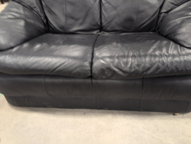 Black Leather 2 Seater Sofa