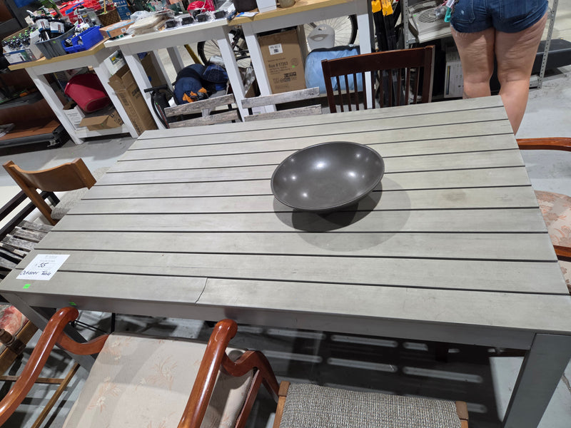 Modern Rectangular Slatted Outdoor Dining Table