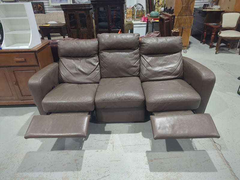 Brown Leather 3-seater Power Recliner Sofa