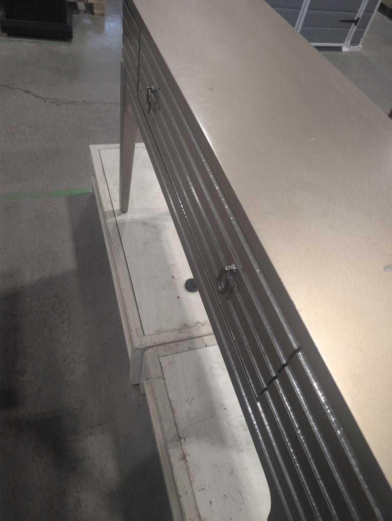 Gold and Silver Colored Side Table with Drawer