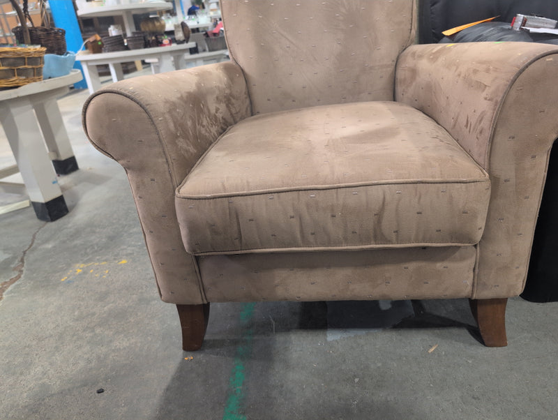 Beige Armchair with Wooden Legs