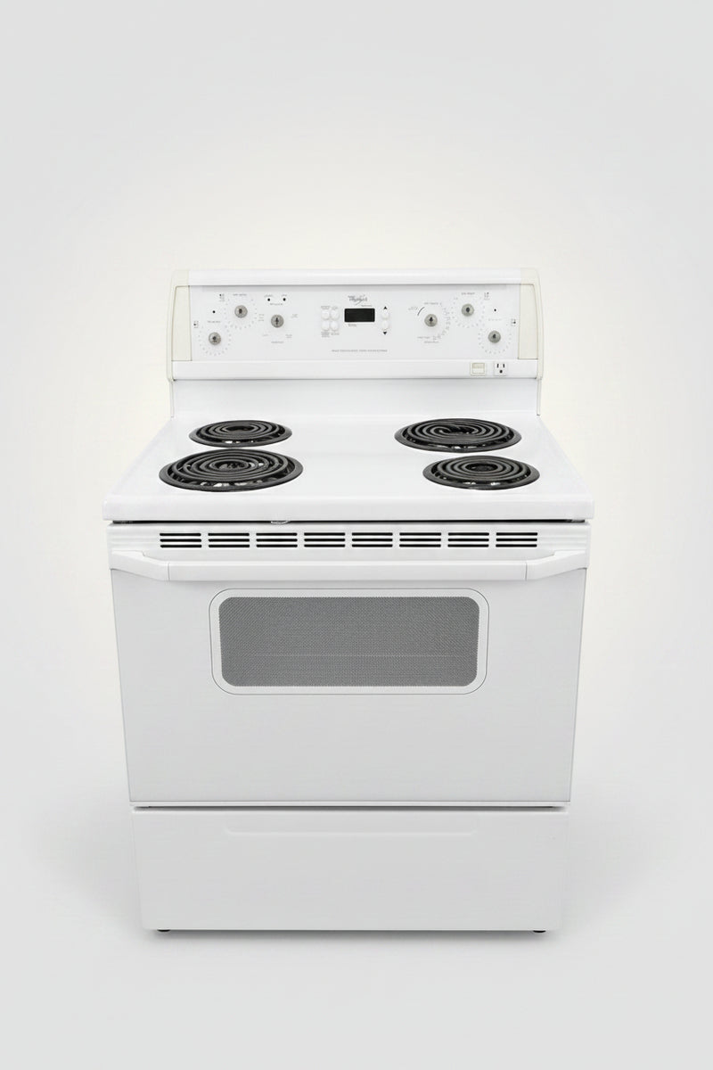 Whirlpool Electric Coil Stove with Self-Cleaning Oven in White