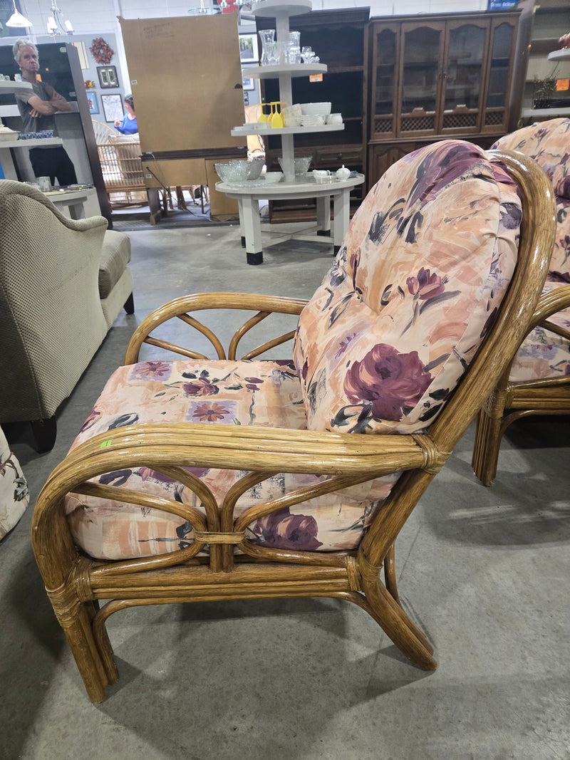Vogel Retro Floral Rattan Accent Chair