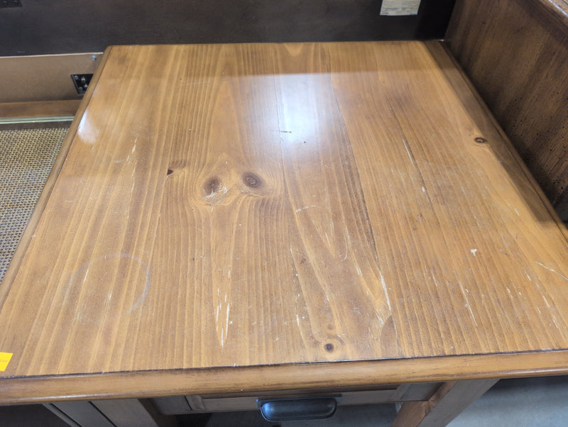 Square Light Brown Side Table with 2 Drawers