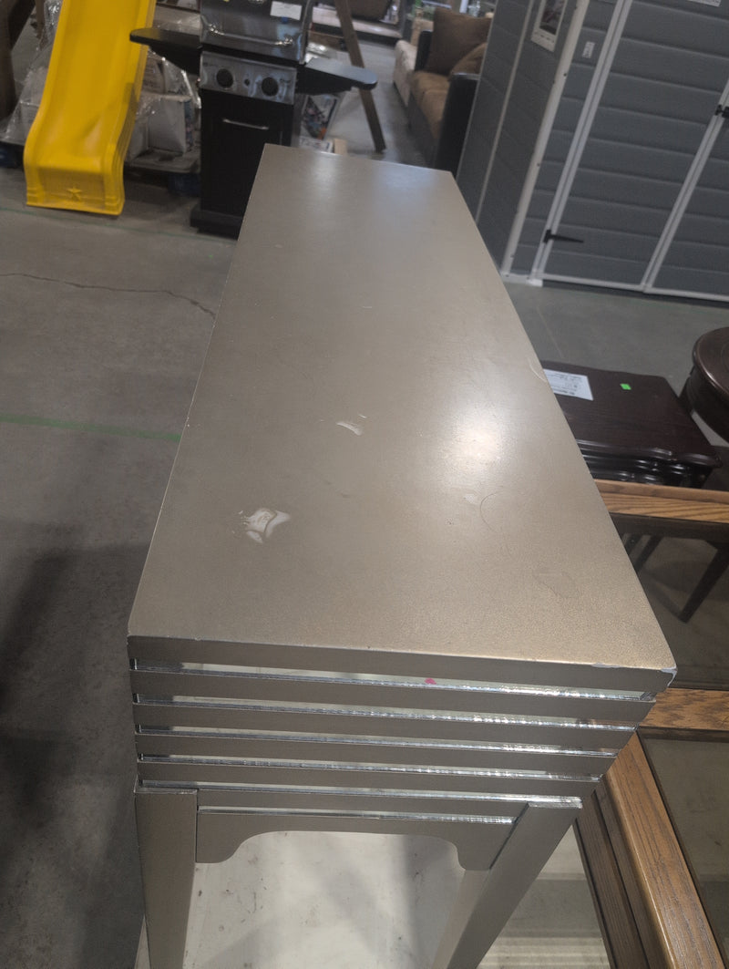 Gold and Silver Colored Side Table with Drawer