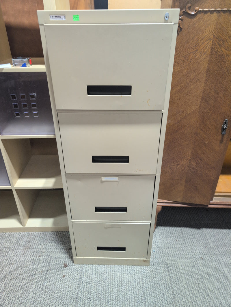 Tall 4 Drawer Beige Filing Cabinet