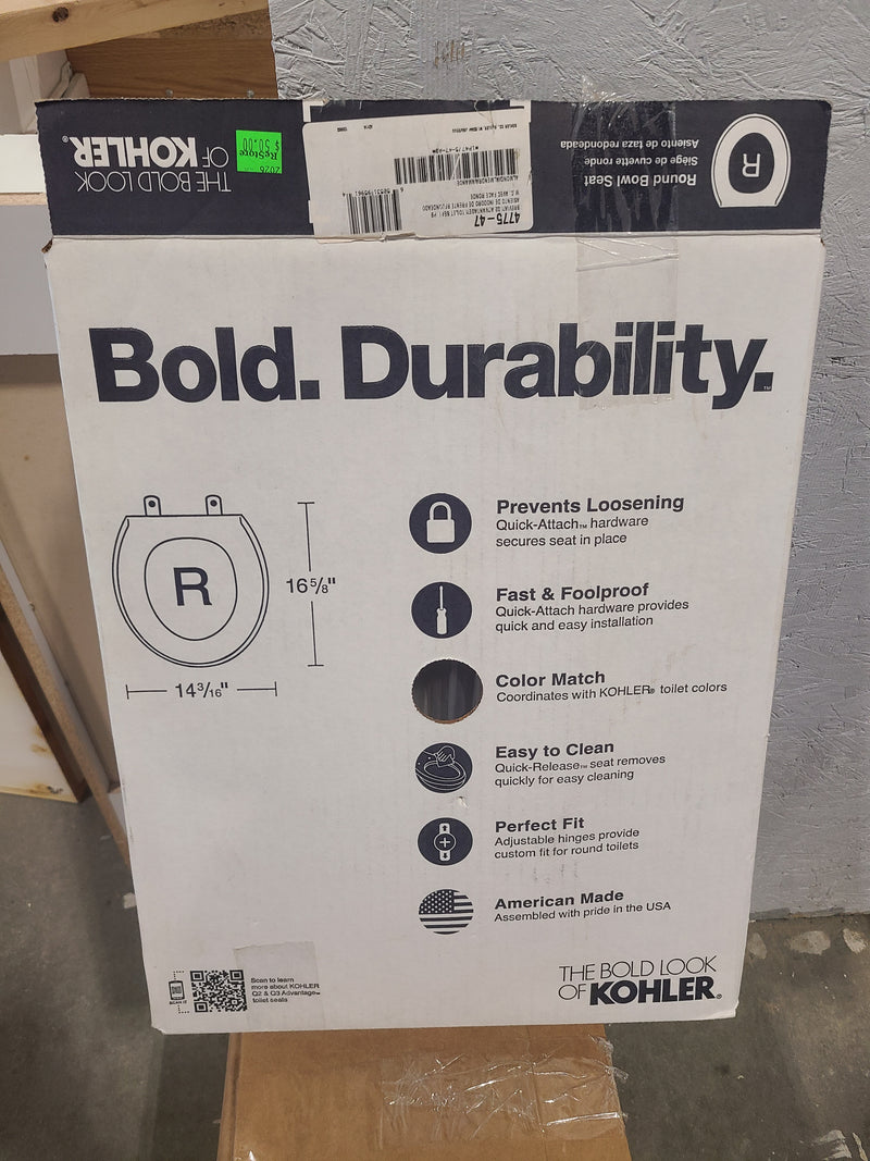 KOHLER Brevia Quick-Release Round-Front Toilet Seat in Almond