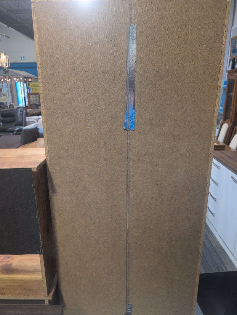 Tall White and Tan Shelving Unit