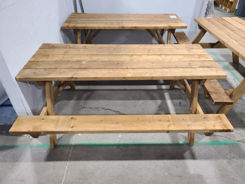 Classic Wooden Outdoor Picnic Table with Built-In Benches
