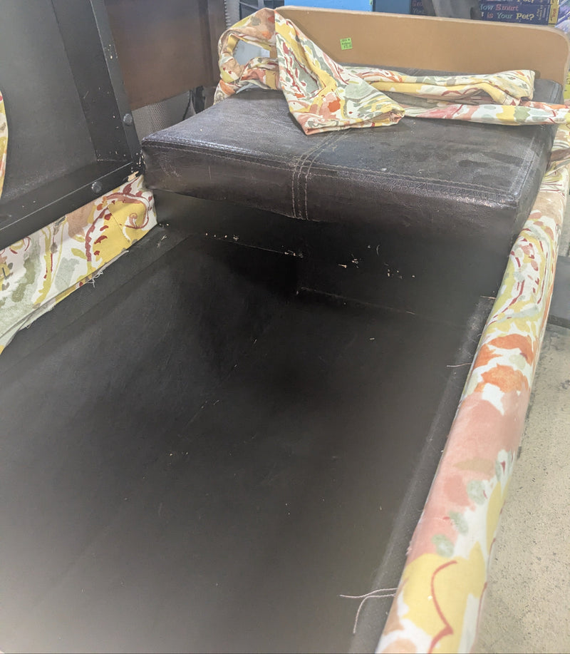 Vintage Upholstered Storage Bench with Faux Leather Cushions