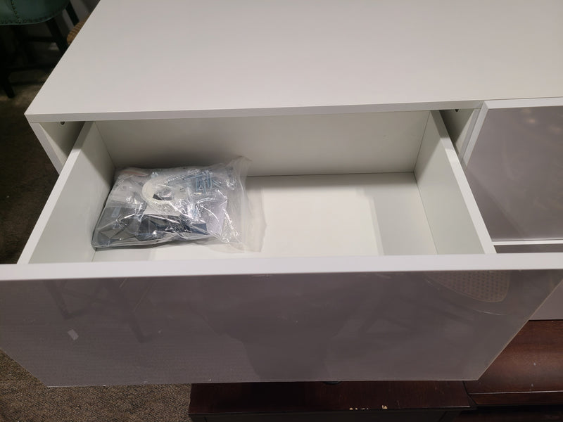 Modern High-Gloss White 3-Drawer Media Console / Storage Unit