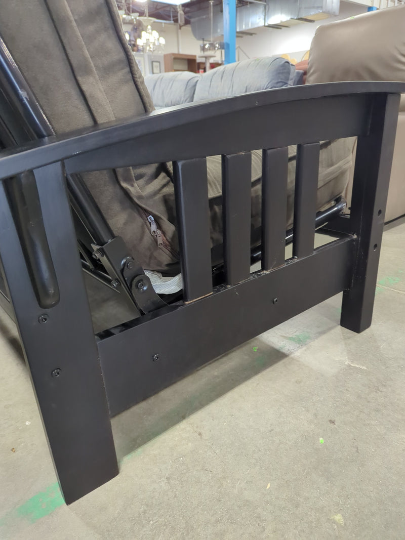 Black Metal Framed Futon with Brown Mattress