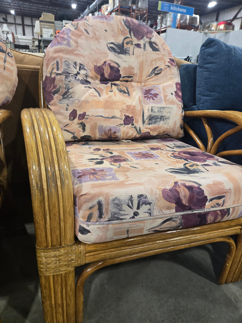 Vogel Retro Floral Rattan Accent Chair