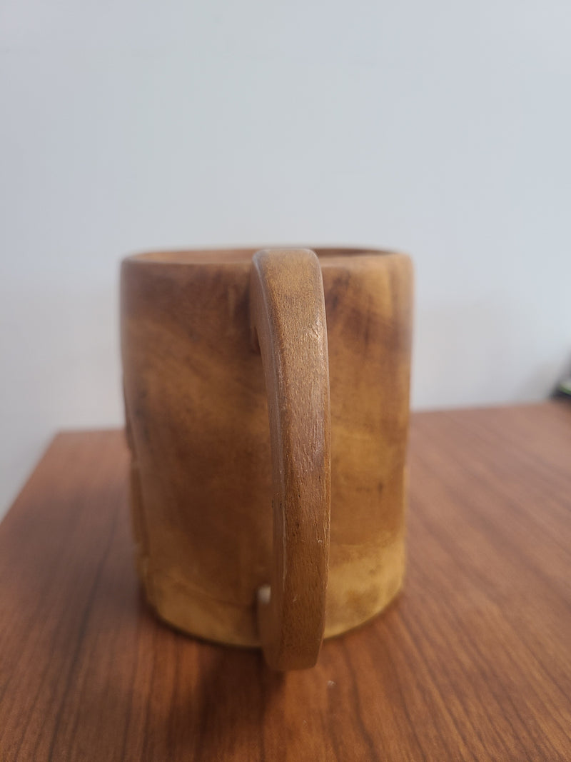 Vintage Hand-Carved Wooden Tiki Pair Mug Set