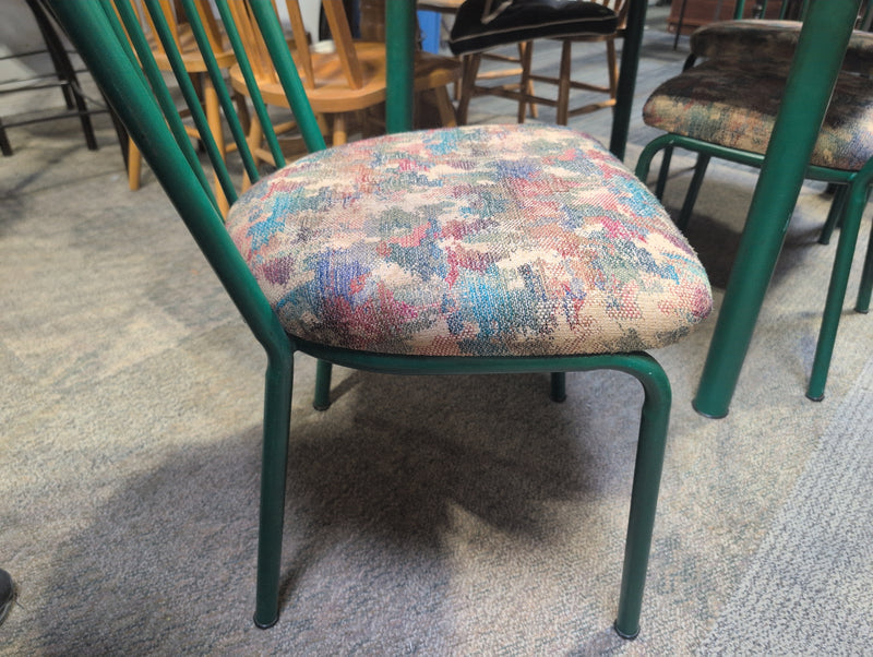 Wooden Dining Table with Green Legs and 4 Matching Cushioned Chairs