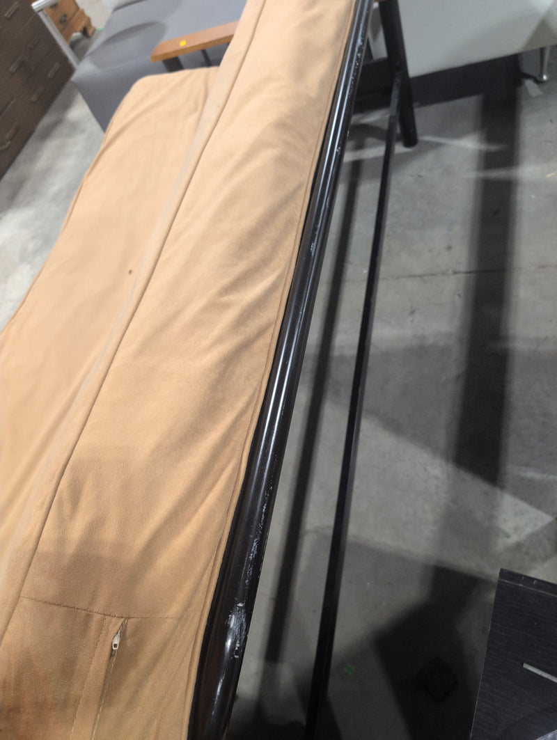 Wooden Double Bed Futon with Beige Mattress