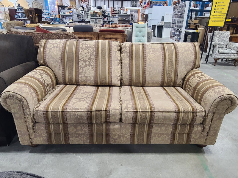Traditional Striped Floral Tapestry Fabric Loveseat