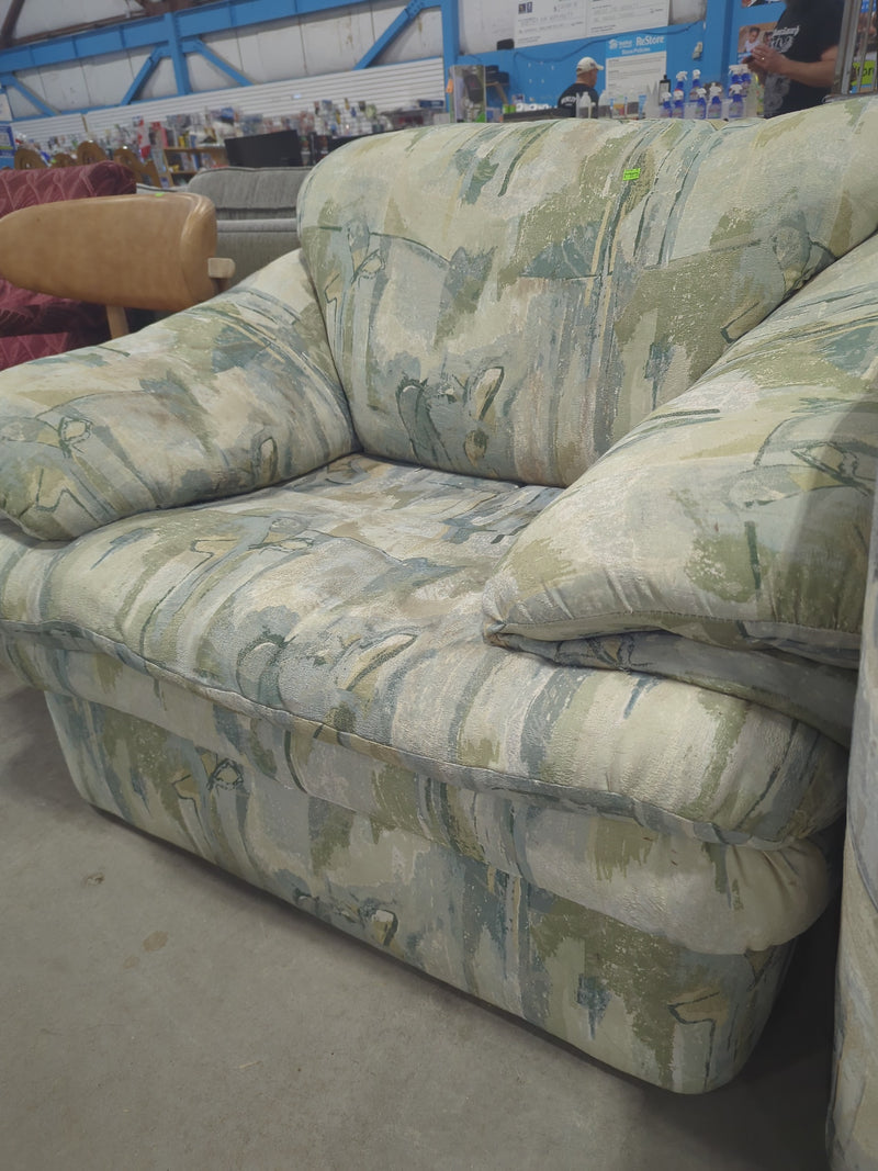 Vintage Overstuffed Floral Abstract Armchair