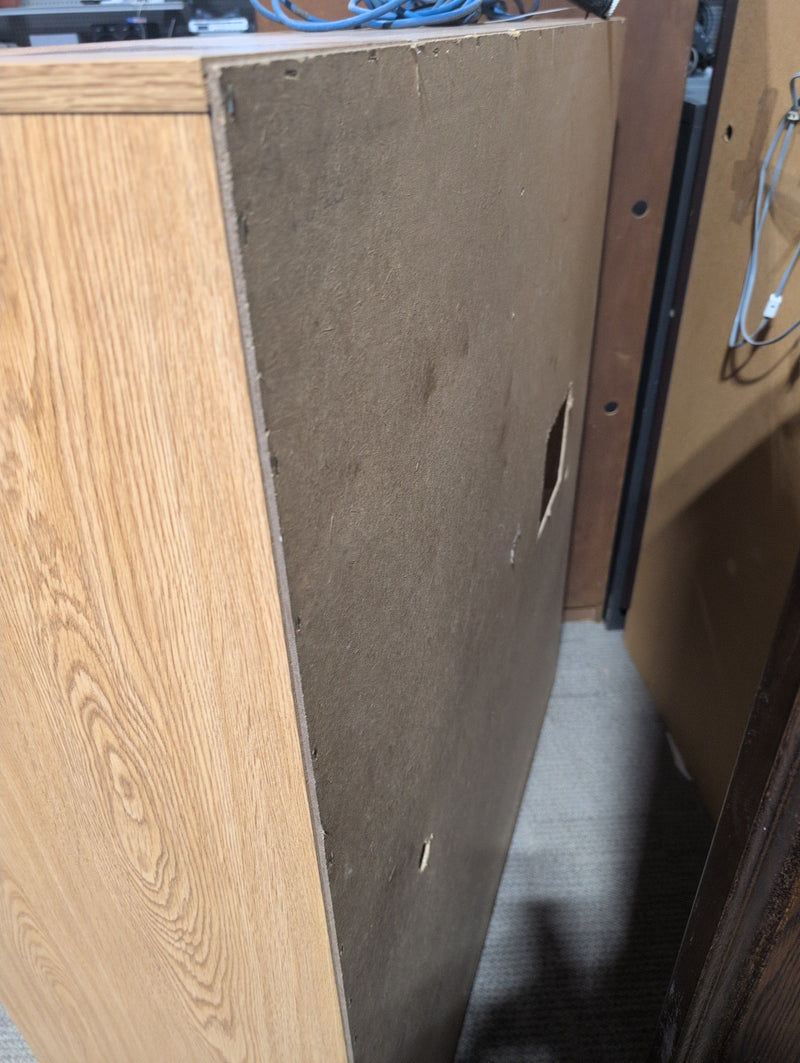 Light Brown Media Unit with Pull Out Shelf