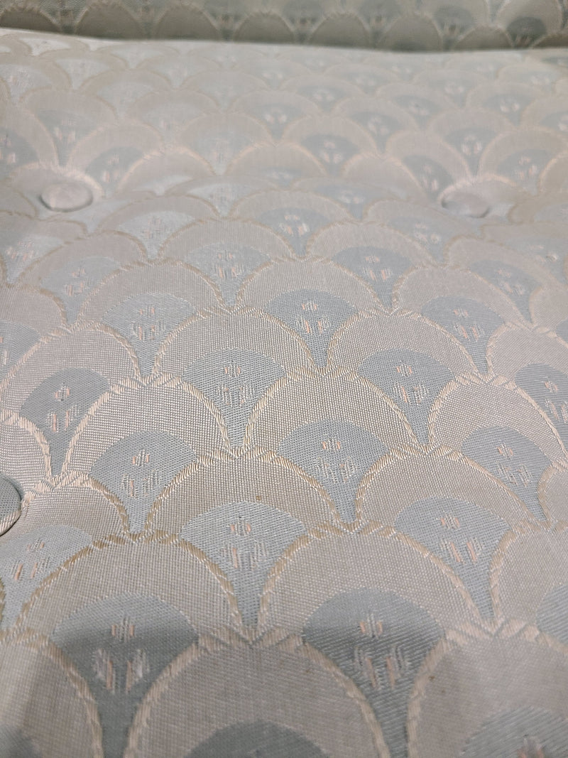 Vintage Light Blue Jacquard Tufted Wingback Armchair