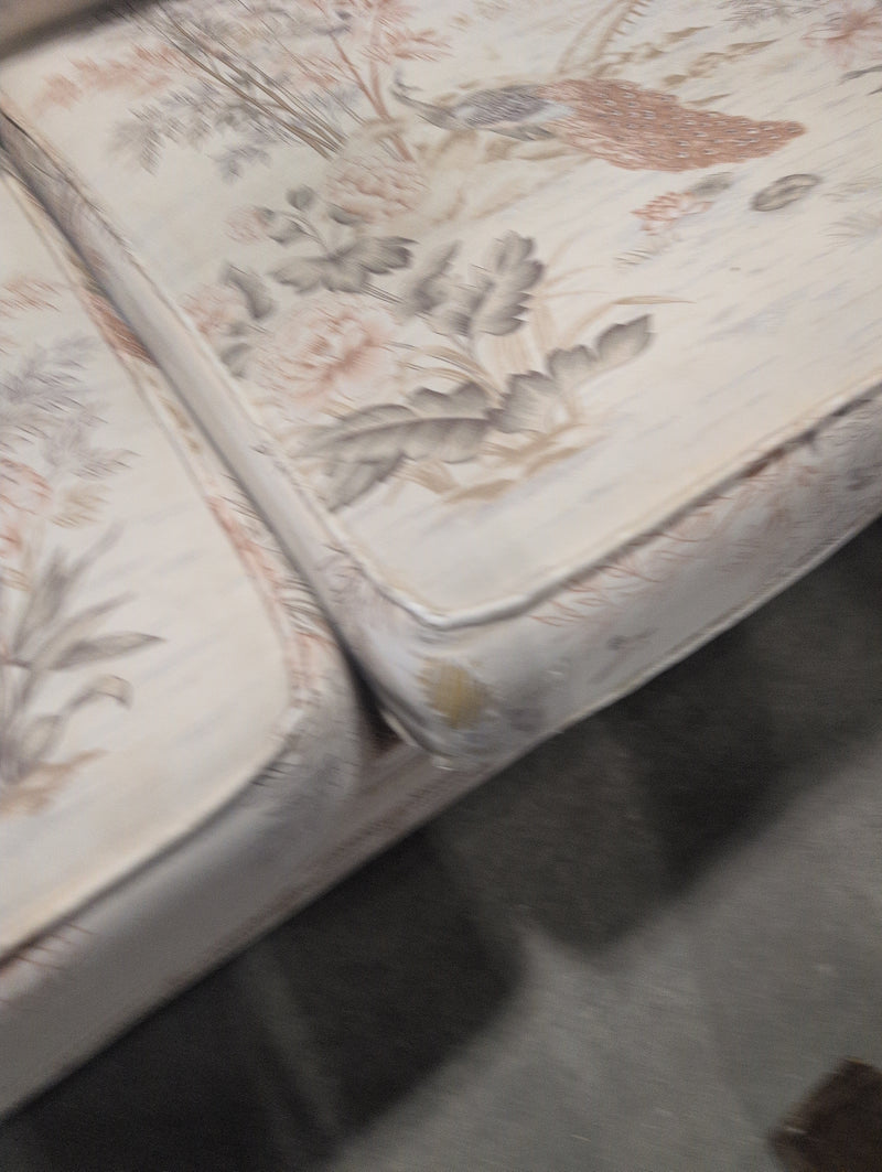 Whitish Pink 3 Seater Sofa with Birds and Floral Designs