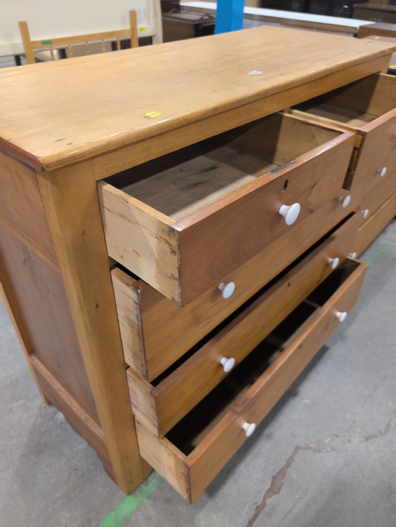 Rustic Pine MCM Dresser with 1 Large, 2 Medium & 2 Small Drawers