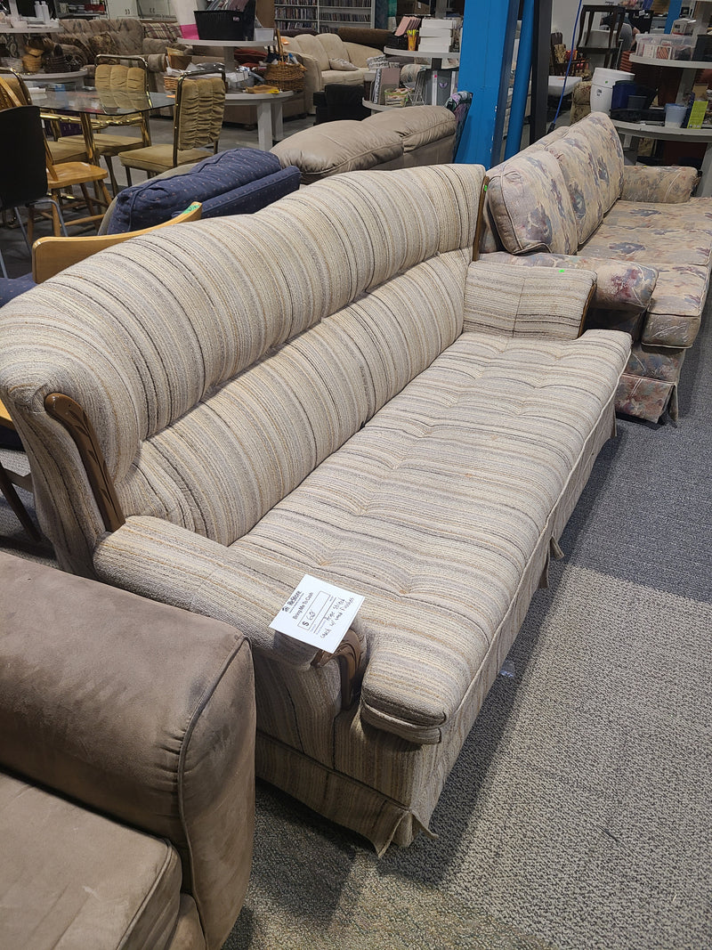 Vintage Wingback Striped Fabric Sofa