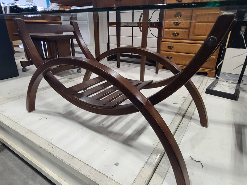 Mid-Century Modern Sculptural Glass Top Coffee Table