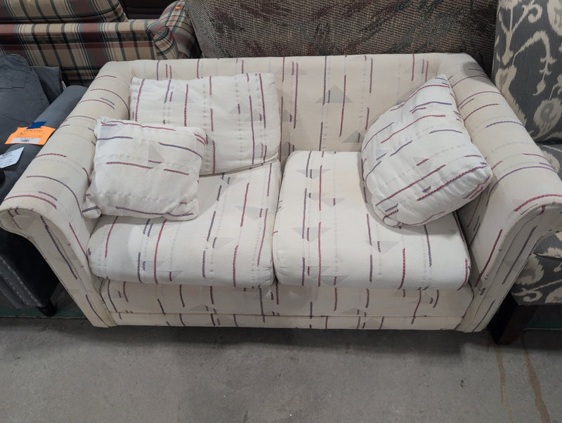 White 2 Seater Sofa with Stripes