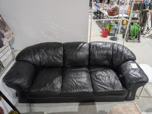 Black Leather 3-Seater Sofa