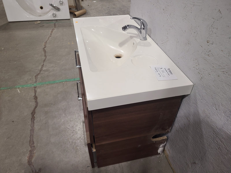 2-Drawer Floating Bathroom Vanity with Integrated Sink & Faucet