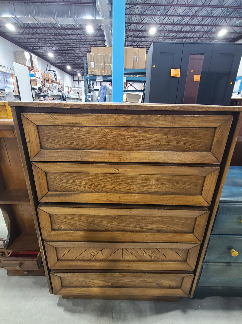 Vintage Mid-Century Modern Style 5-Drawer Tallboy Dresser