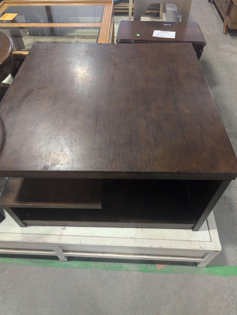 Square Wood Coffee Table with Internal Shelves