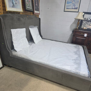 Grey Velvet King Bedframe